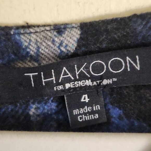 Anthropologie Thakoon Charcoal Blue Rose Cotton Flannel Sleeveless Dress Size 4 - Picture 8 of 9